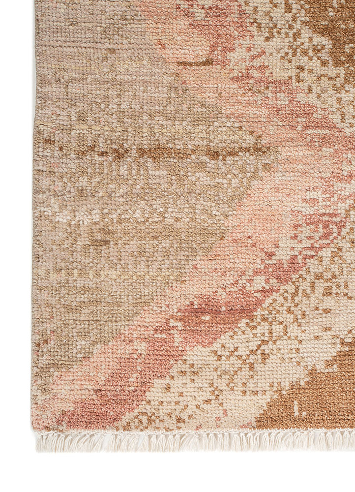 aprezo beige and brown wool Hand Knotted Rug - Corner