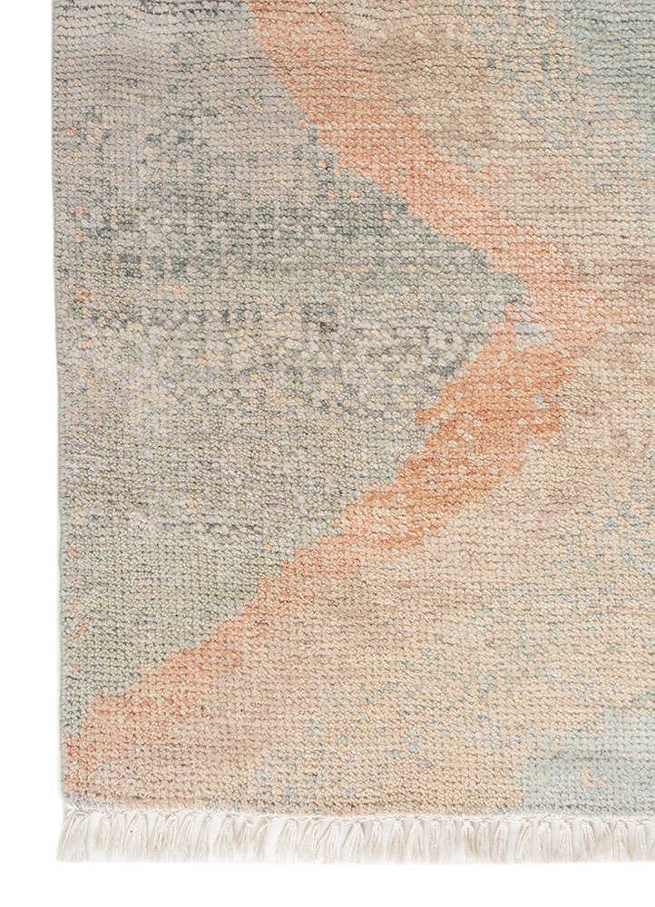 aprezo beige and brown wool Hand Knotted Rug - Corner