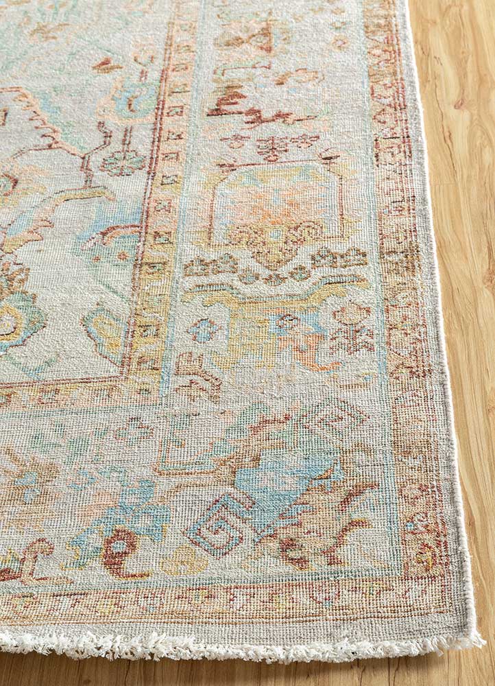 someplace in time ivory wool Hand Knotted Rug - Corner