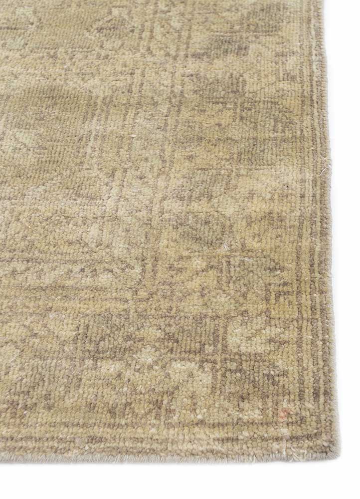 erbe green wool Hand Knotted Rug - Corner