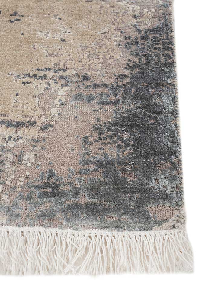 entropy ivory wool and silk Hand Knotted Rug - Corner