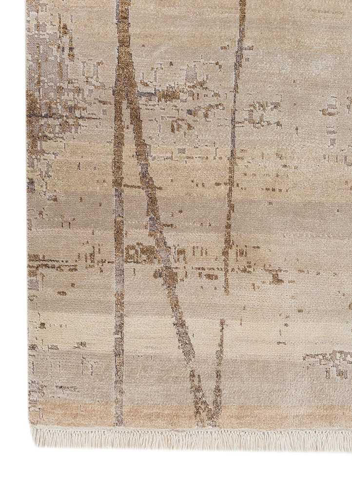 entropy ivory wool and silk Hand Knotted Rug - Corner