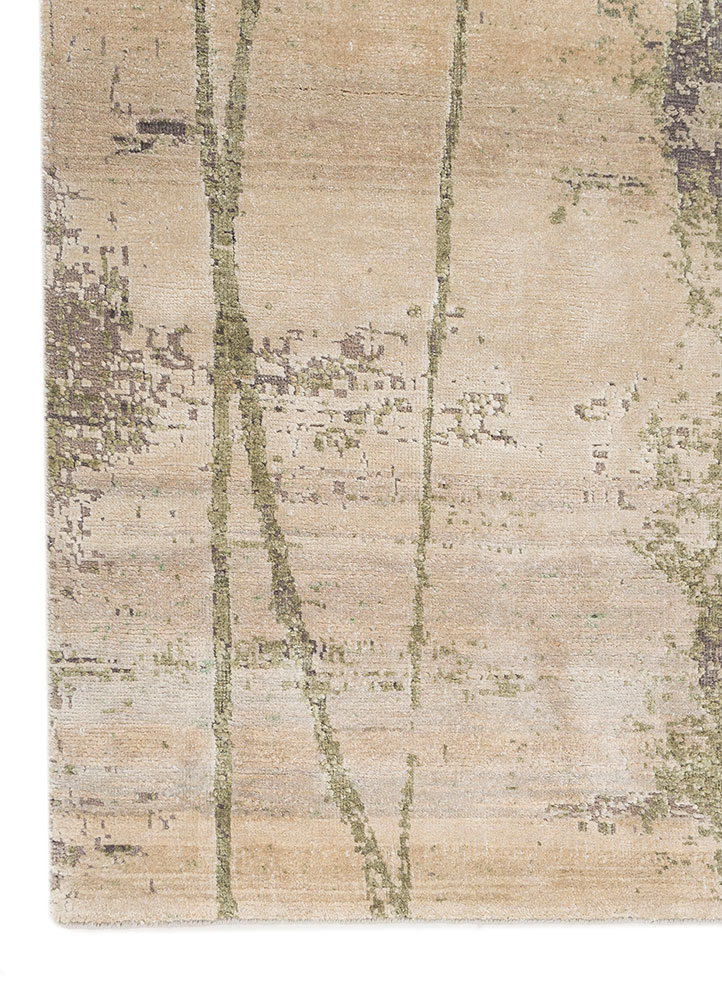 entropy grey and black wool and silk Hand Knotted Rug - Corner