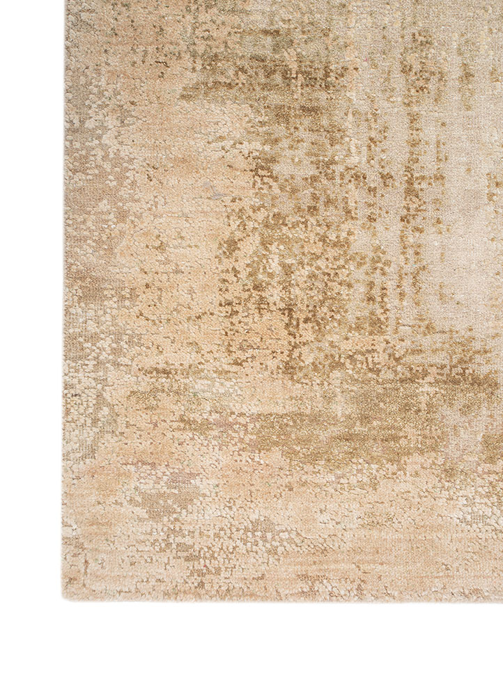 entropy ivory wool and silk Hand Knotted Rug - Corner
