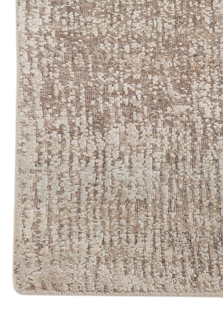 entropy ivory wool and silk Hand Knotted Rug - Corner