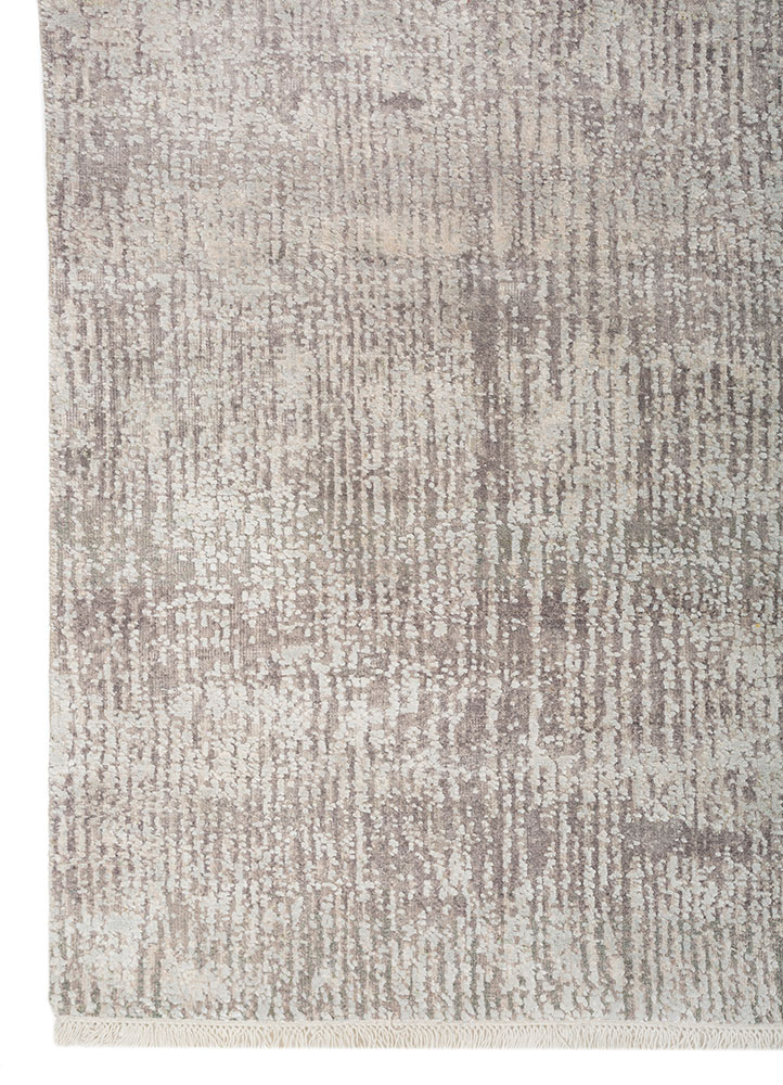 entropy ivory wool and silk Hand Knotted Rug - Corner