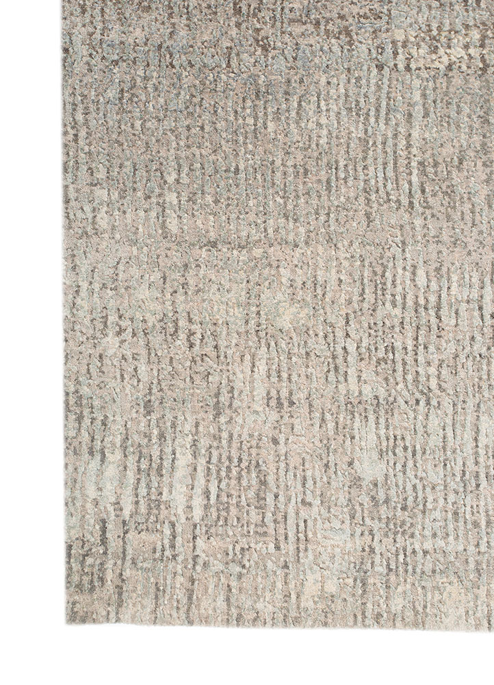 entropy grey and black wool and silk Hand Knotted Rug - Corner