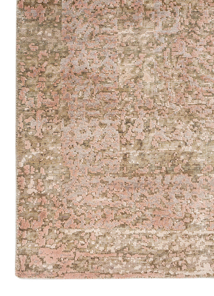 aurora beige and brown wool and silk Hand Knotted Rug - Corner