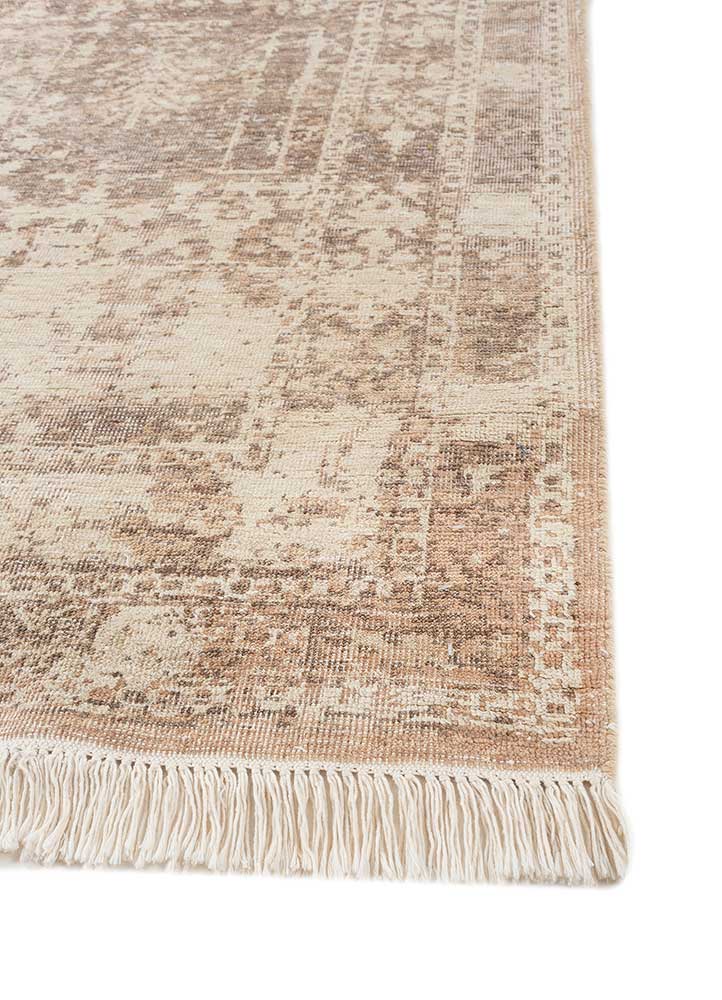 cyanna beige and brown wool and silk Hand Knotted Rug - Corner