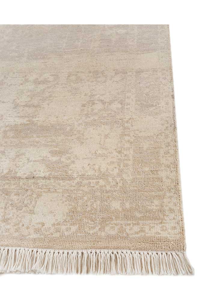 cyanna ivory wool and silk Hand Knotted Rug - Corner