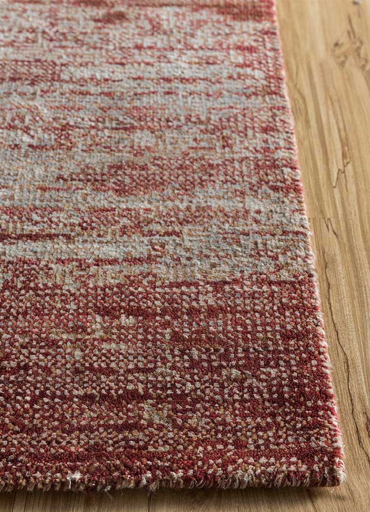tattvam red and orange wool and silk Hand Knotted Rug - Corner
