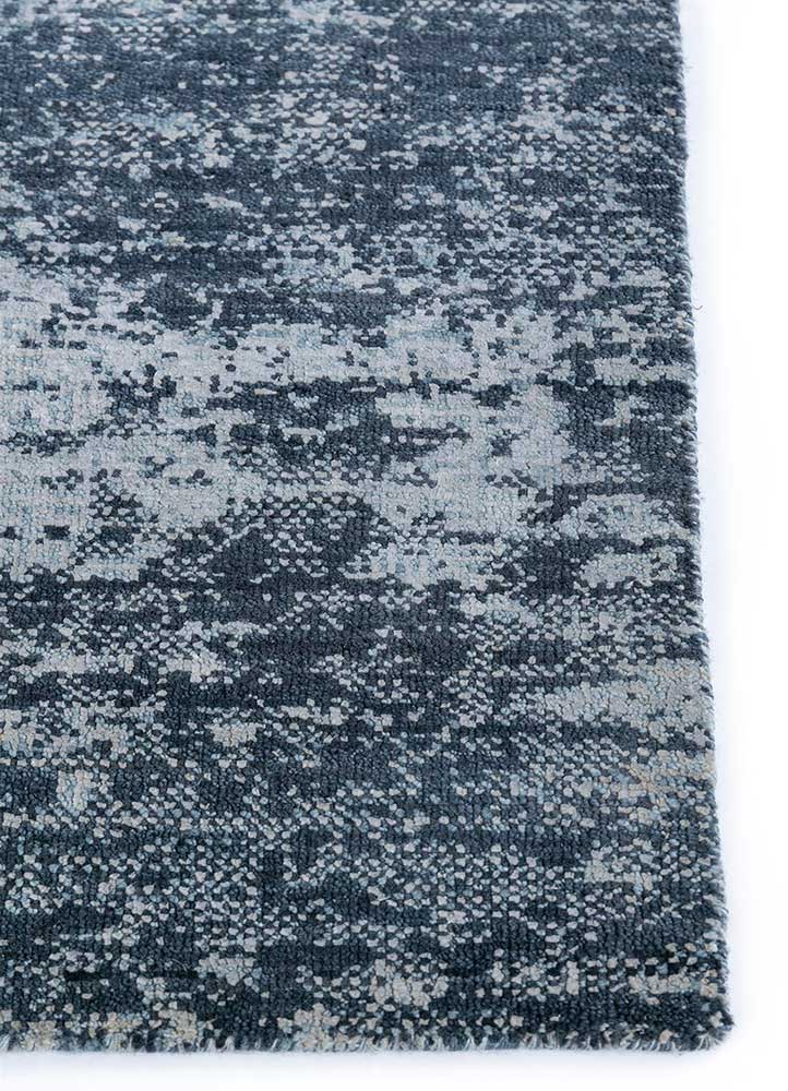 tattvam grey and black wool and silk Hand Knotted Rug - Corner
