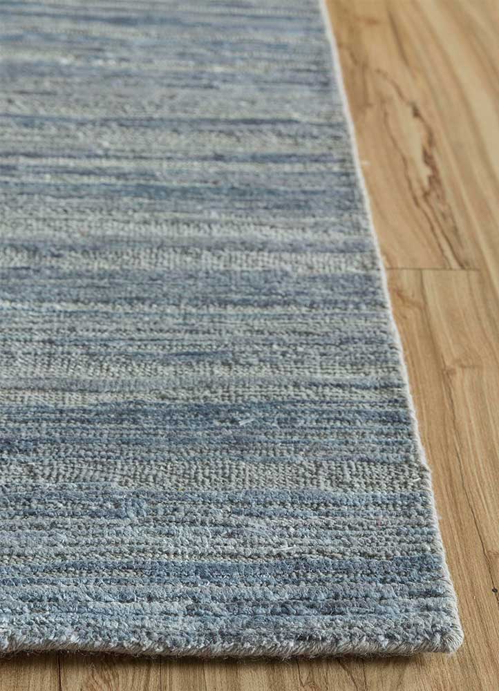manifest blue wool and silk Hand Knotted Rug - Corner