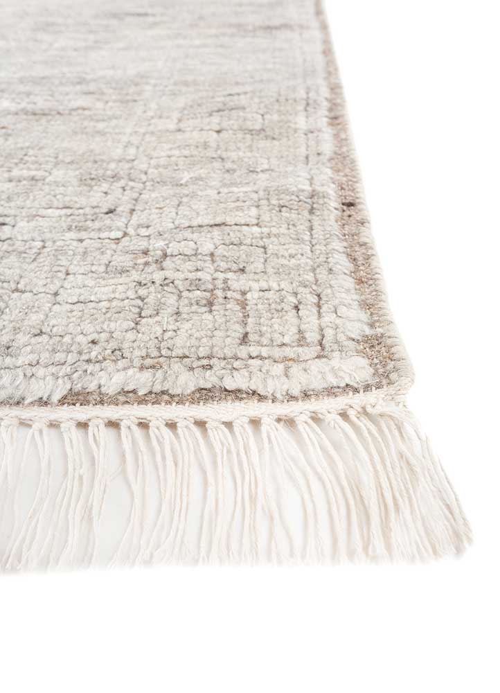 manifest beige and brown wool Hand Knotted Rug - Corner