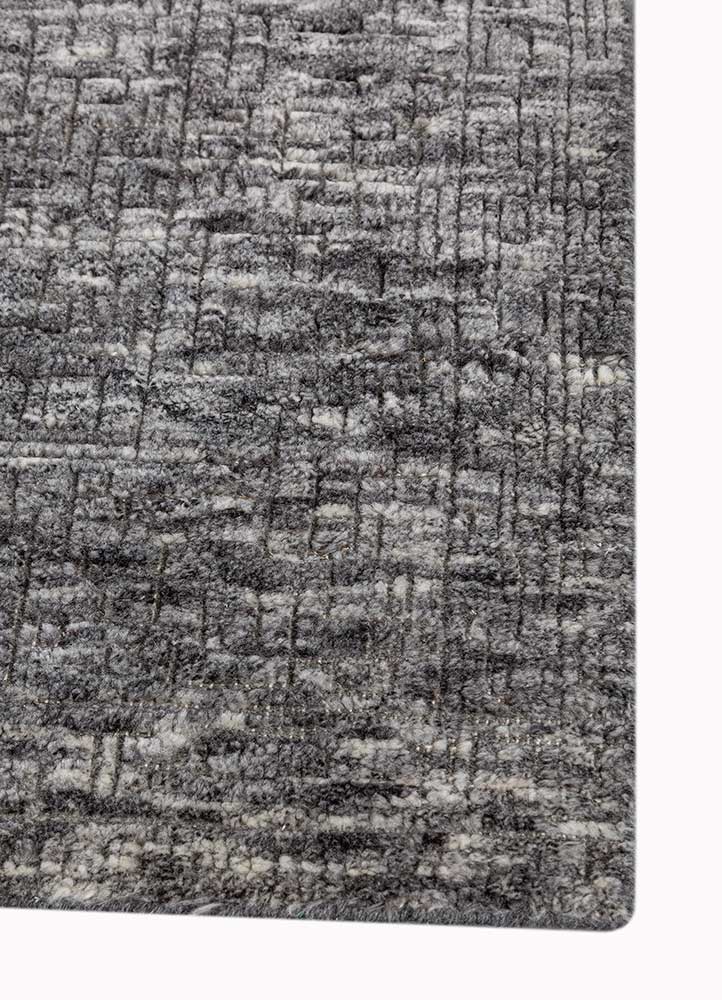 manifest grey and black wool Hand Knotted Rug - Corner