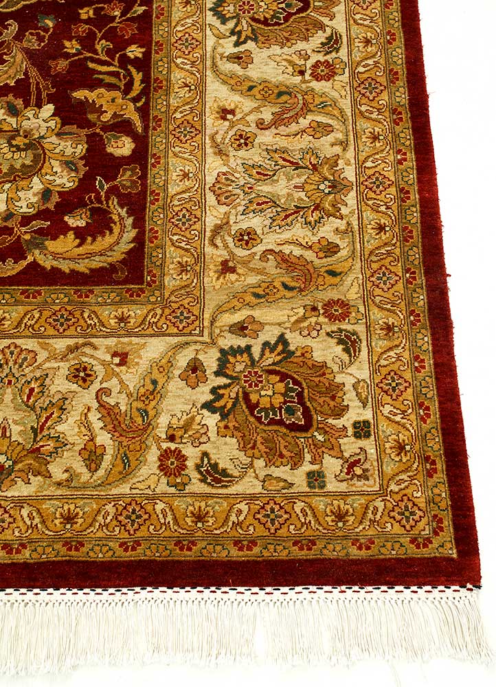 aurora red and orange silk Hand Knotted Rug - Corner