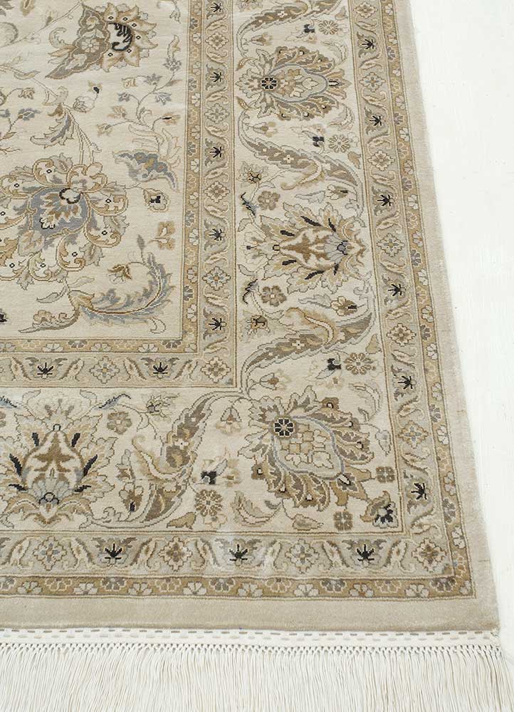 aurora ivory silk Hand Knotted Rug - Corner