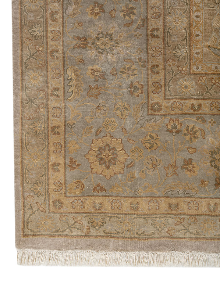 aurora blue silk Hand Knotted Rug - Corner