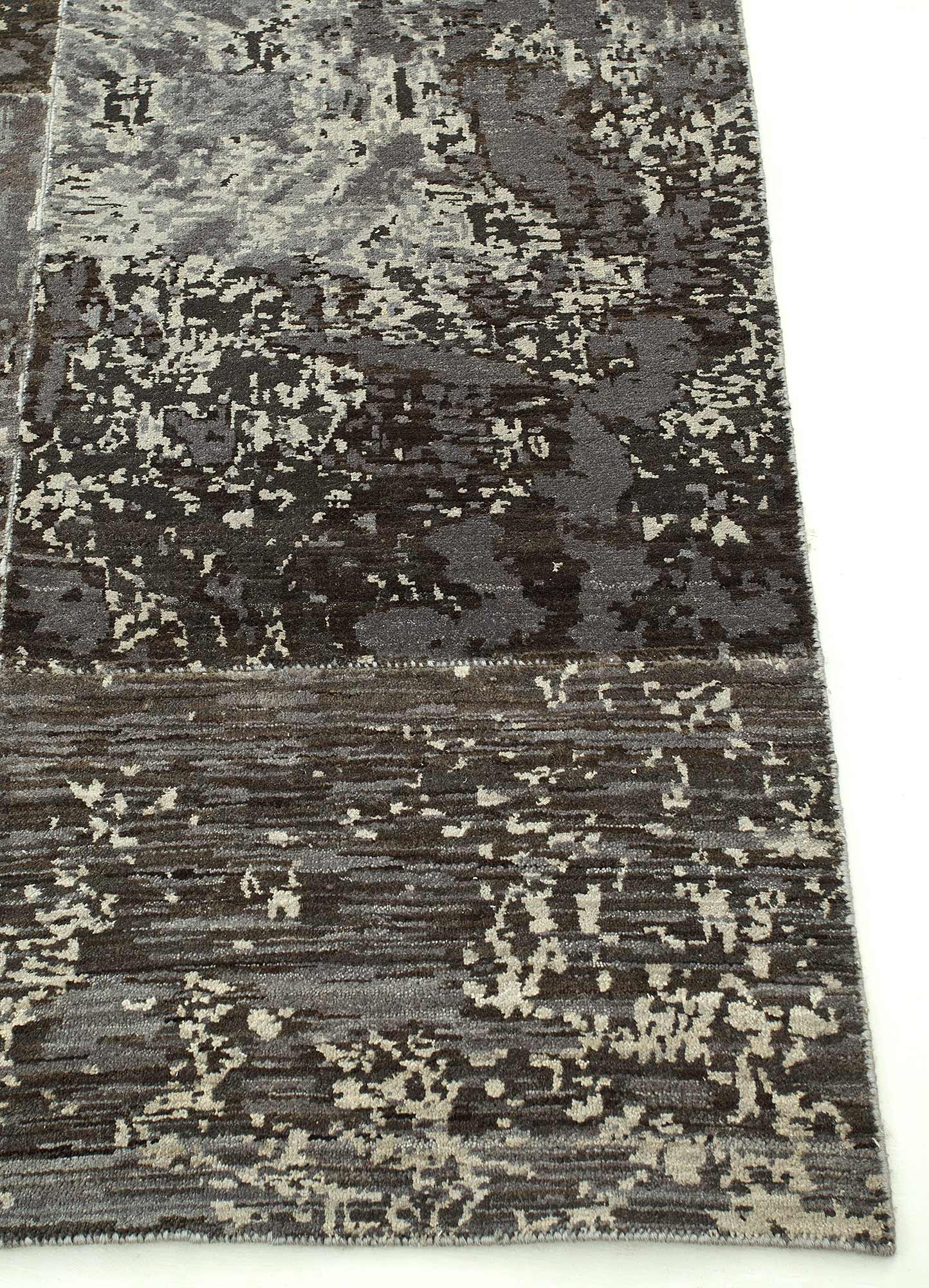 uvenuti grey and black wool Hand Knotted Rug - Corner