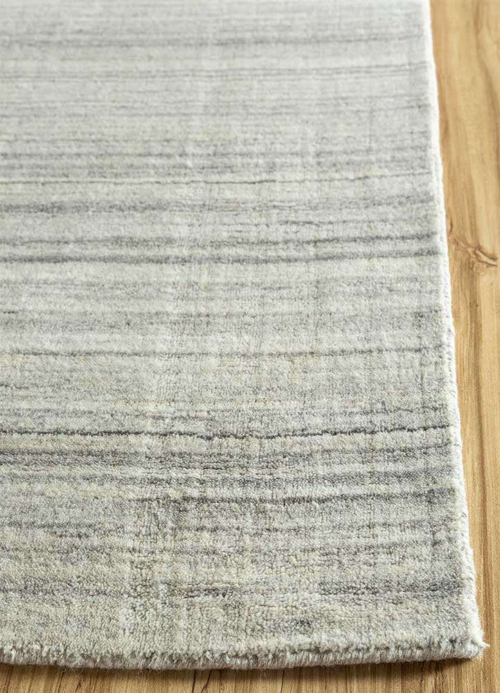 acar grey and black wool and viscose Hand Loom Rug - Corner