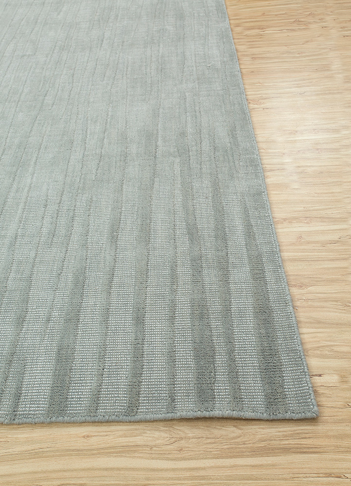 basis grey and black wool and viscose Hand Loom Rug - Corner