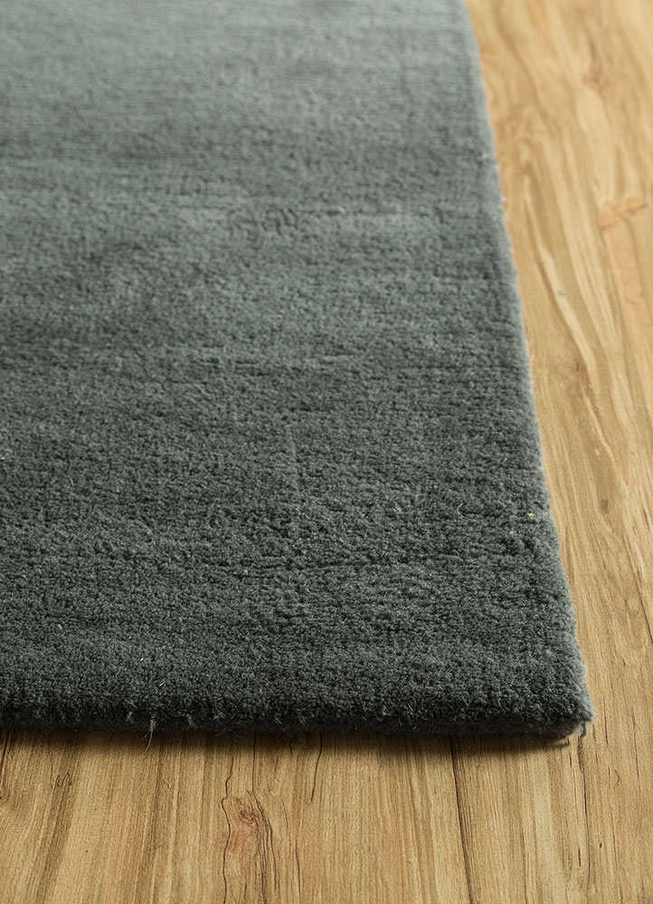 transcend grey and black wool Hand Tufted Rug - Corner