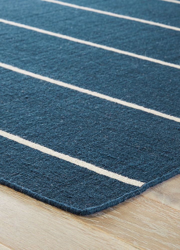 indusbar blue wool Flat Weaves Rug - Corner