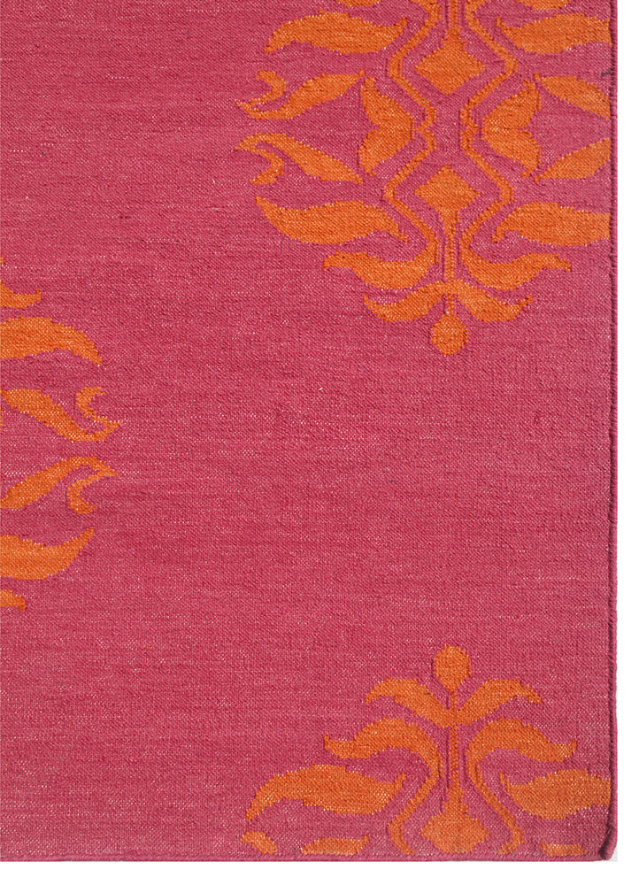 indusbar pink and purple wool Flat Weaves Rug - Corner indusbar pink and purple wool Flat Weaves Rug - Corner