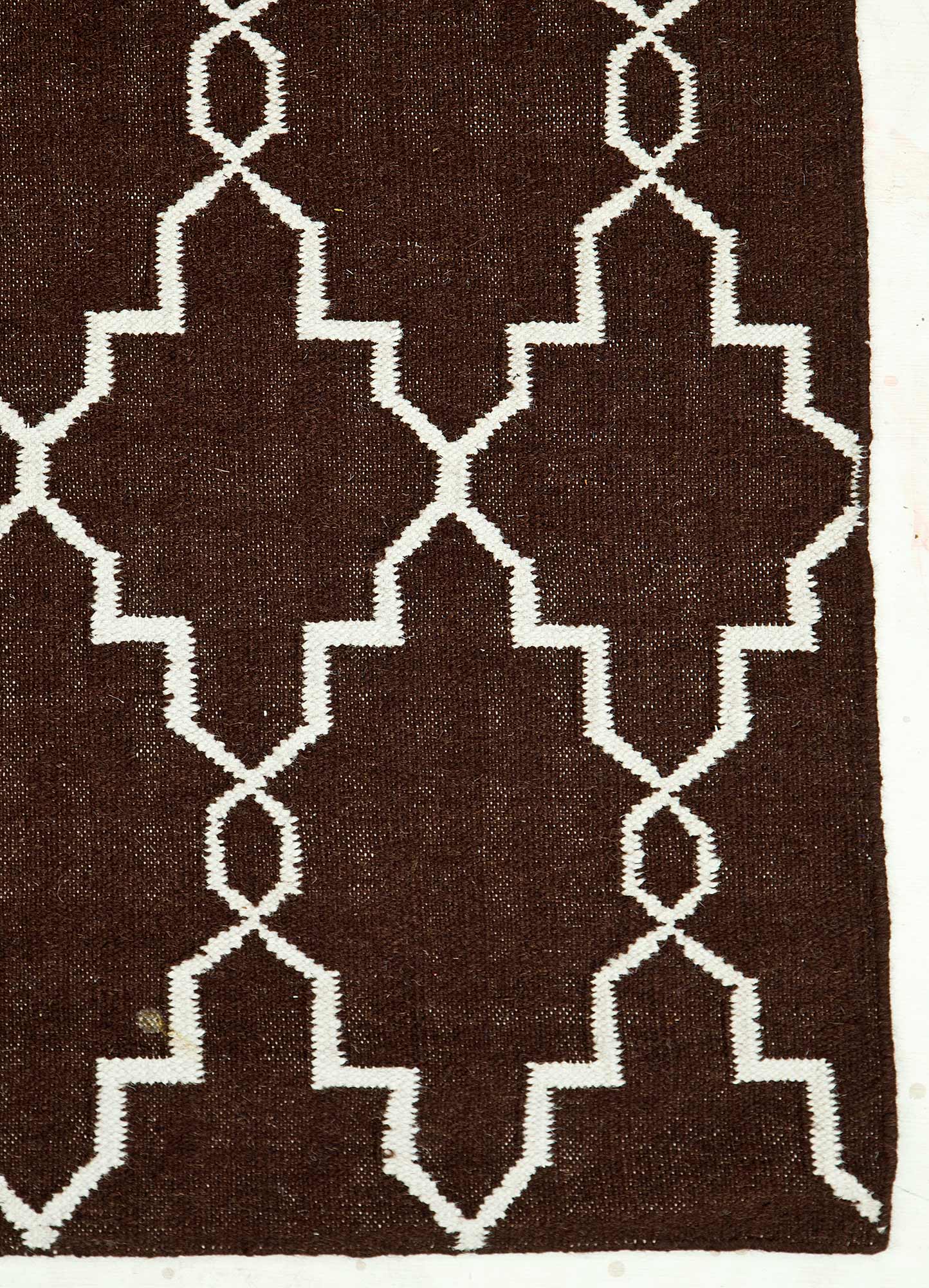 indusbar beige and brown wool Flat Weaves Rug - Corner