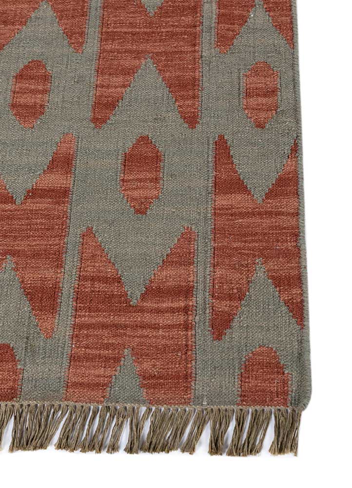 aprezo green wool Flat Weaves Rug - Corner