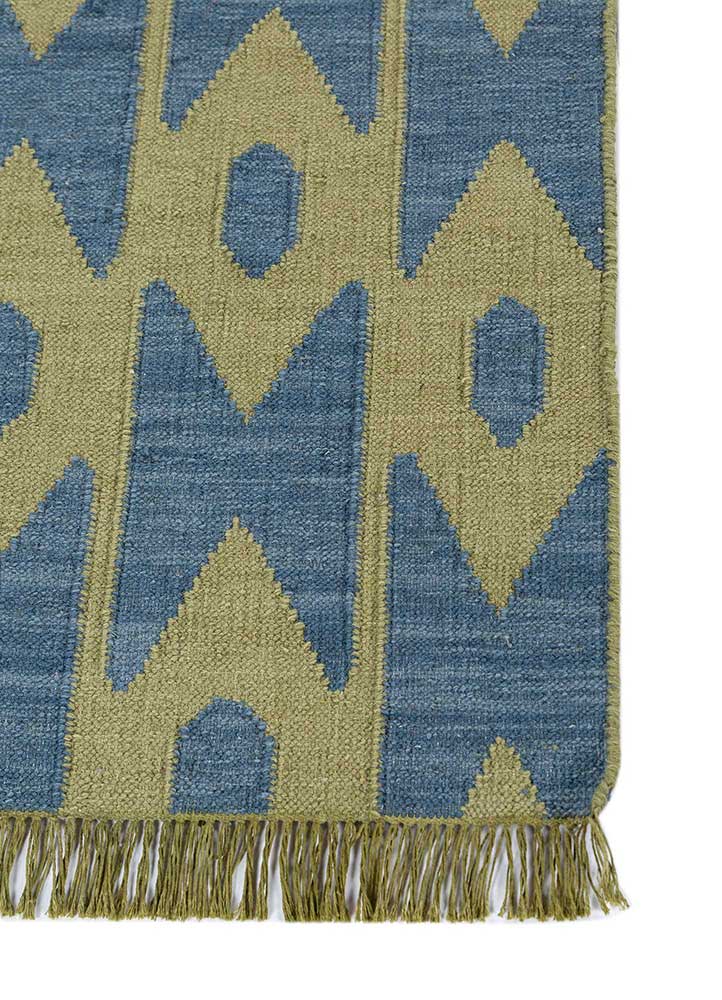 aprezo green wool Flat Weaves Rug - Corner