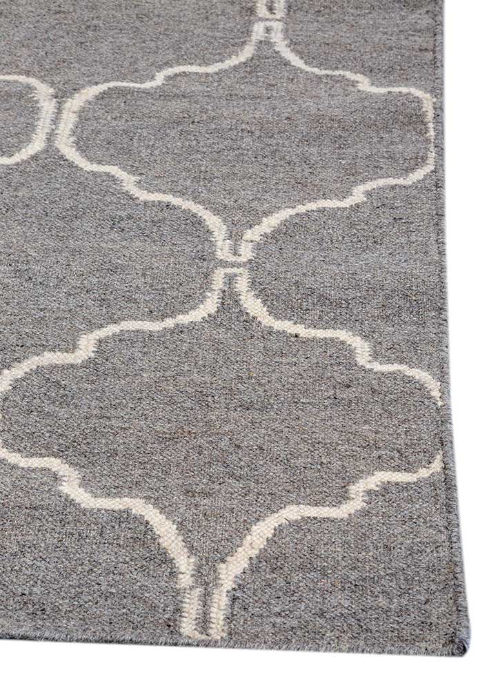 indusbar grey and black wool Flat Weaves Rug - Corner