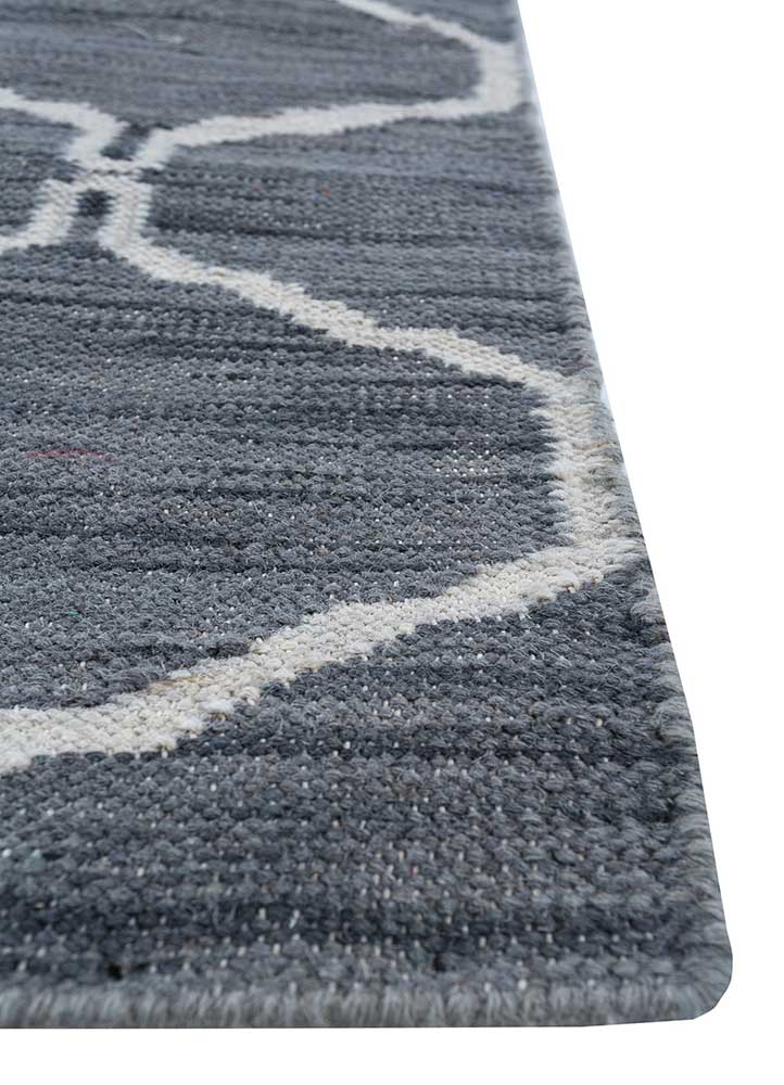 indusbar grey and black wool Flat Weaves Rug - Corner