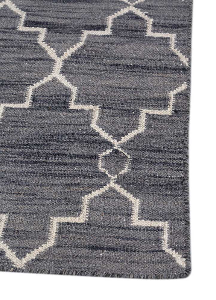 indusbar grey and black wool Flat Weaves Rug - Corner