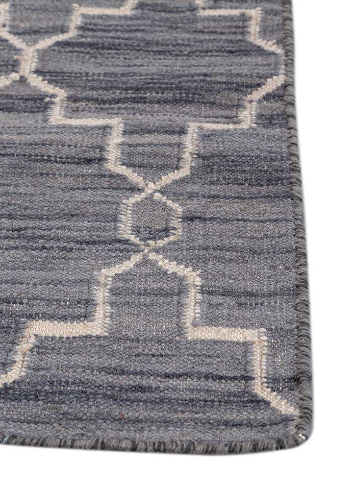 indusbar grey and black wool Flat Weaves Rug - Corner