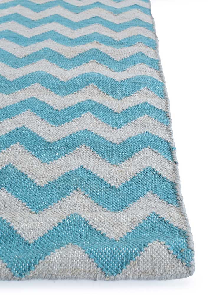 indusbar blue wool Flat Weaves Rug - Corner