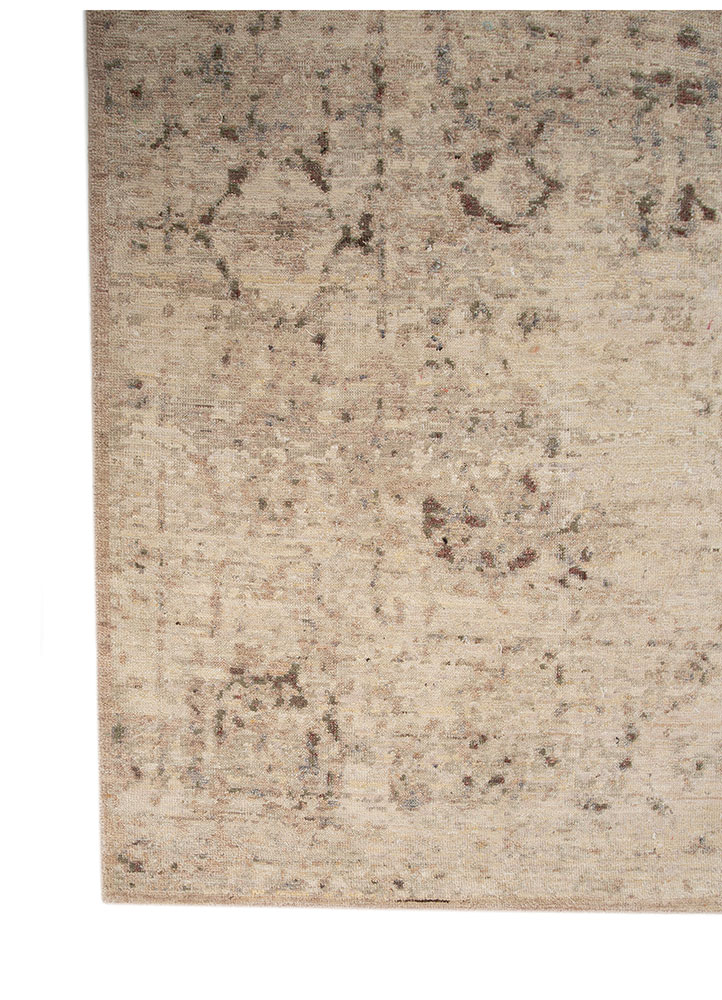 someplace in time ivory wool Hand Knotted Rug - Corner