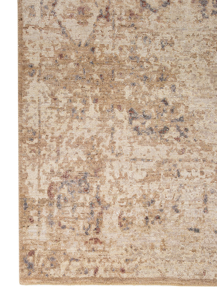 someplace in time beige and brown wool Hand Knotted Rug - Corner