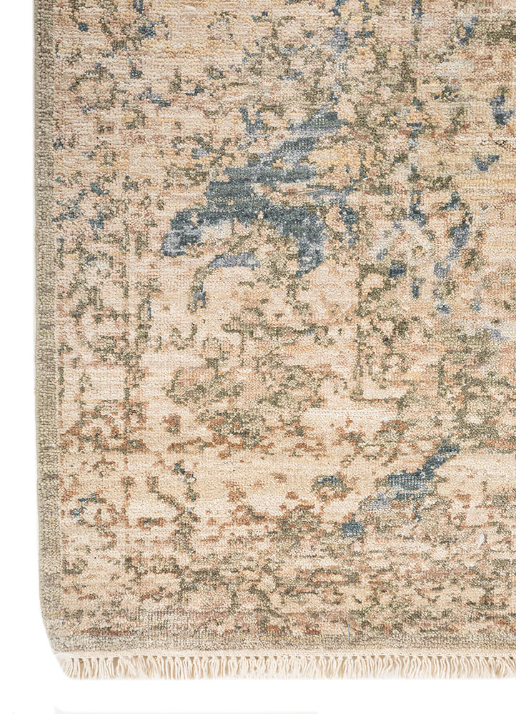 someplace in time beige and brown wool Hand Knotted Rug - Corner