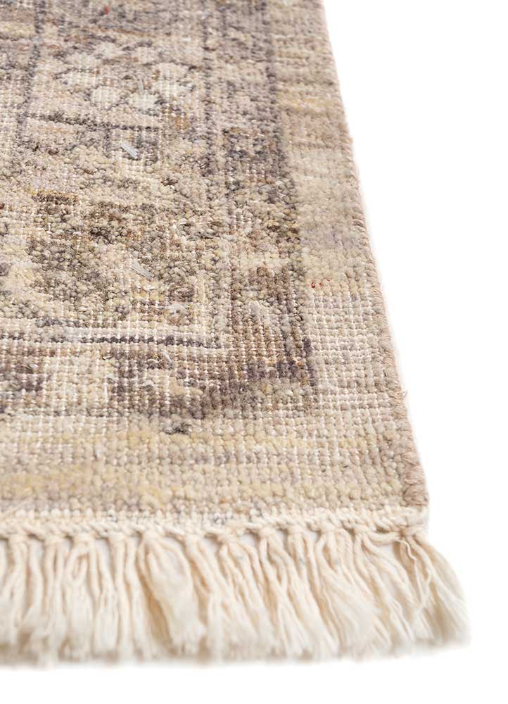 someplace in time ivory wool Hand Knotted Rug - Corner