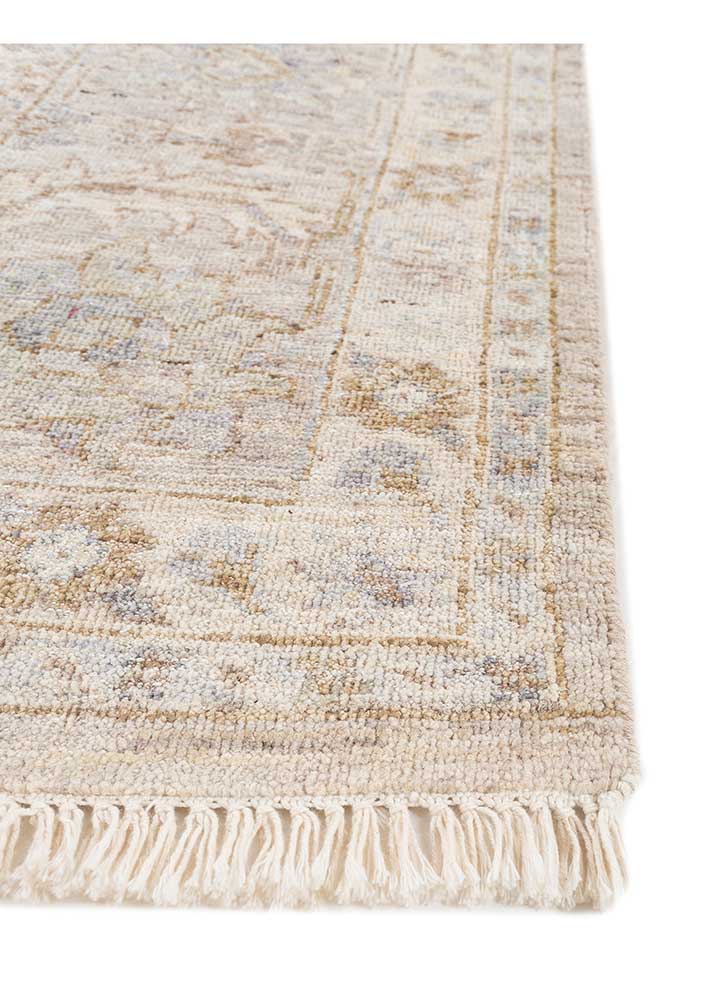 someplace in time ivory wool Hand Knotted Rug - Corner