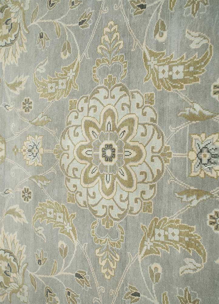 someplace in time blue wool Hand Knotted Rug - Corner