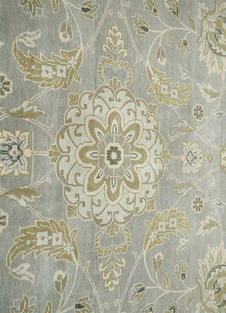 someplace in time blue wool Hand Knotted Rug - Corner