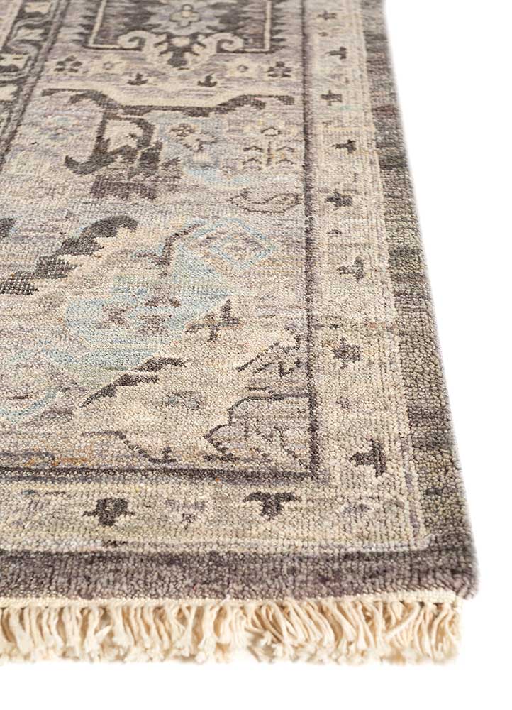 someplace in time grey and black wool Hand Knotted Rug - Corner