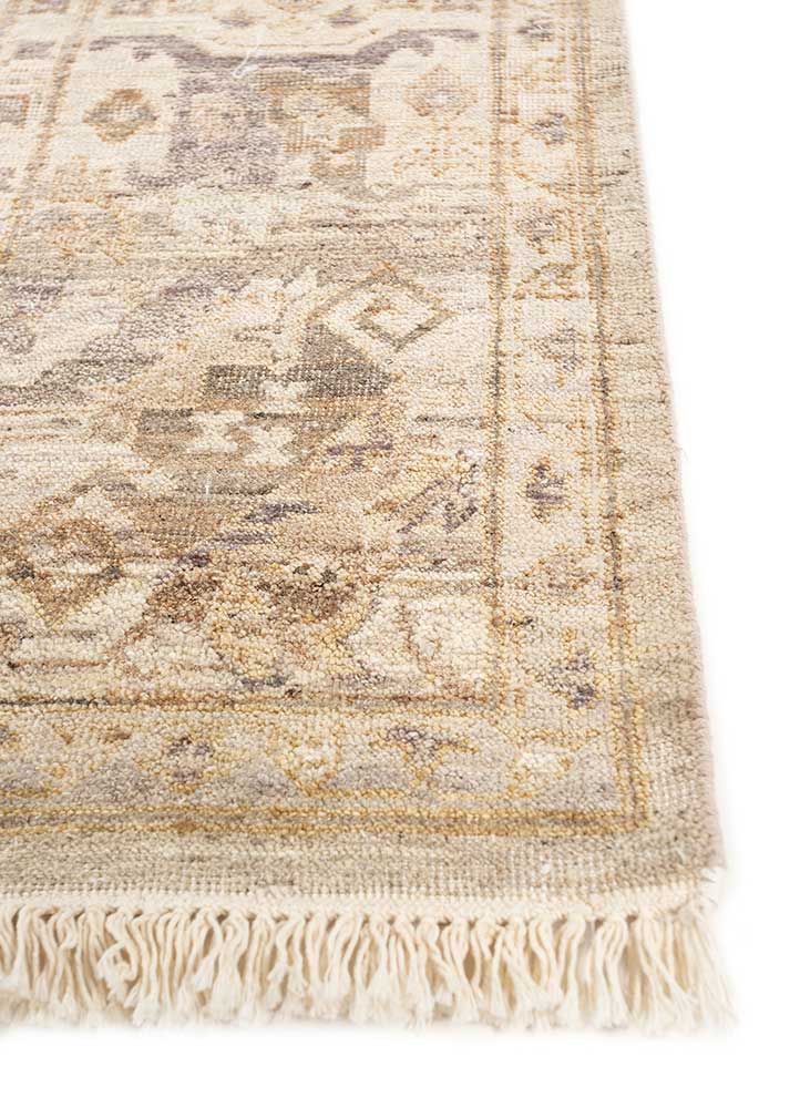 someplace in time ivory wool Hand Knotted Rug - Corner