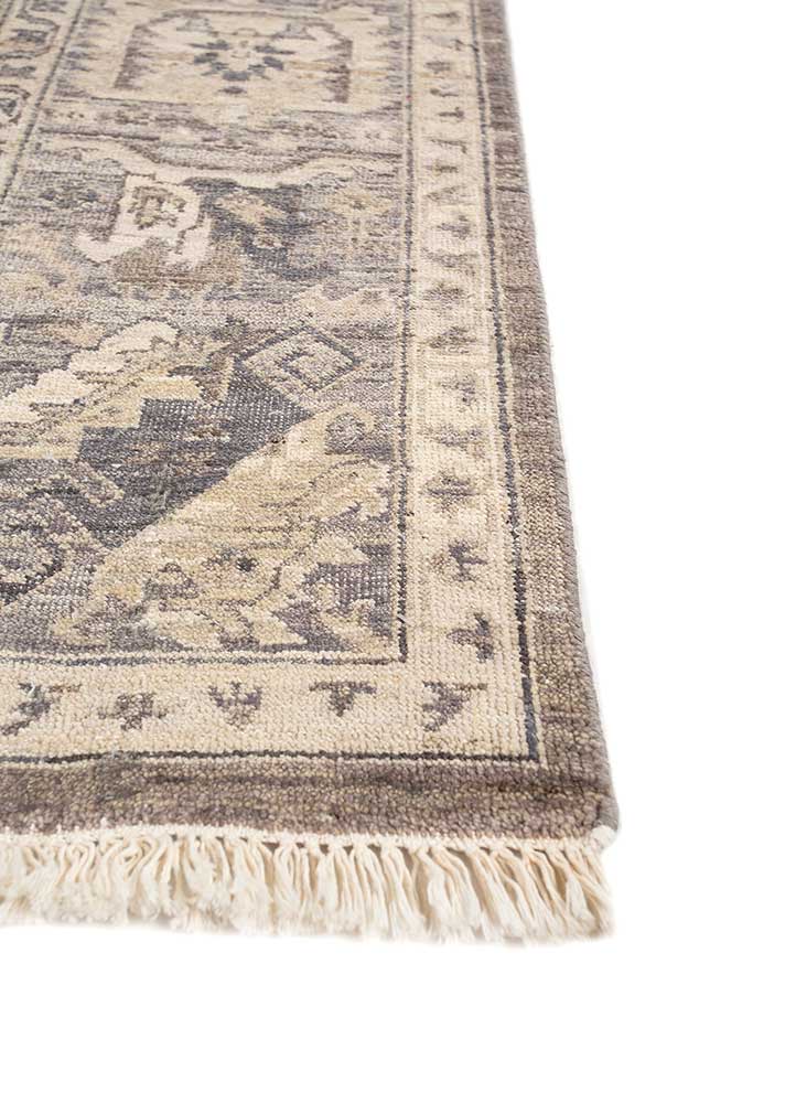 someplace in time blue wool Hand Knotted Rug - Corner