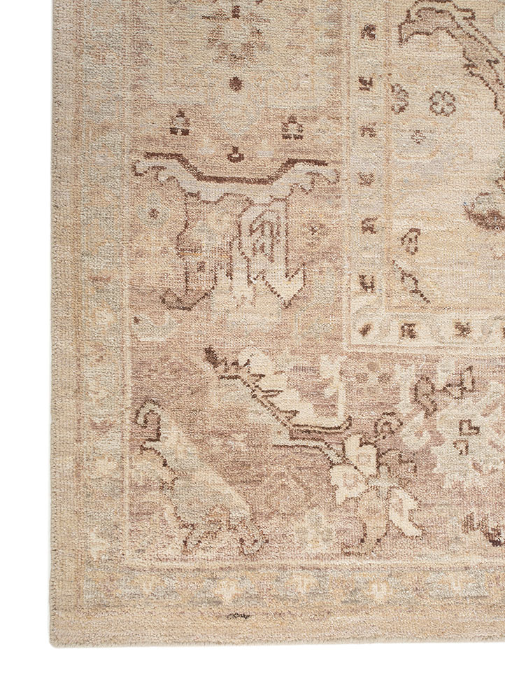 someplace in time beige and brown wool Hand Knotted Rug - Corner