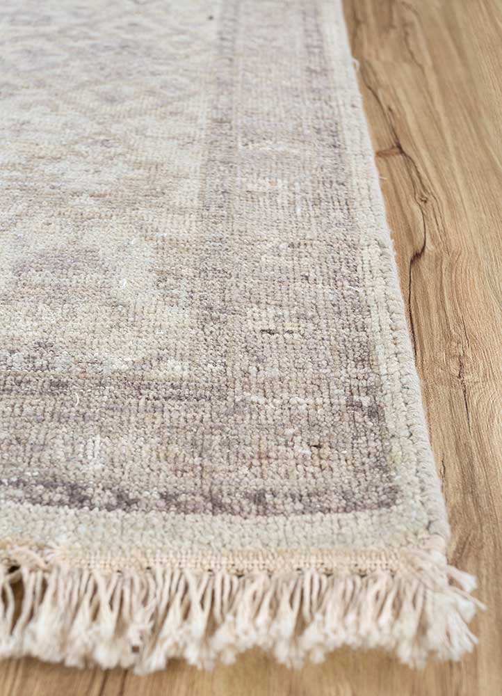 someplace in time beige and brown wool Hand Knotted Rug - Corner