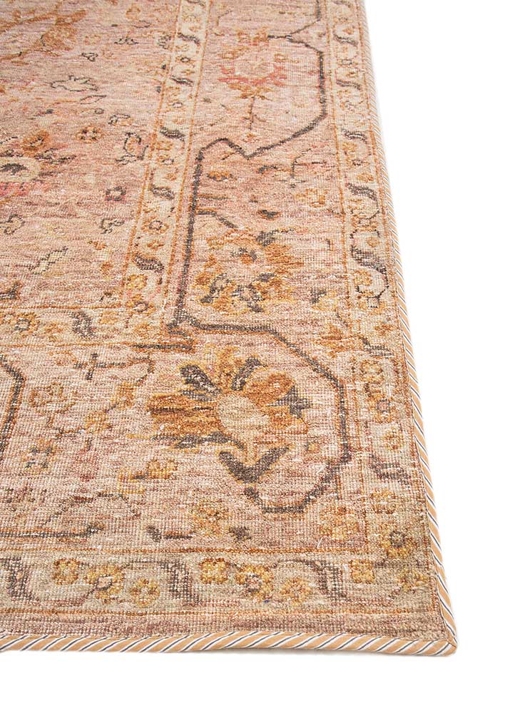 someplace in time red and orange afghan wool Hand Knotted Rug - Corner