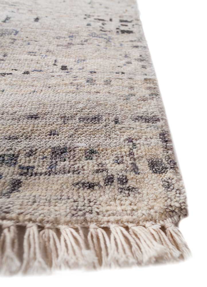 someplace in time ivory wool Hand Knotted Rug - Corner